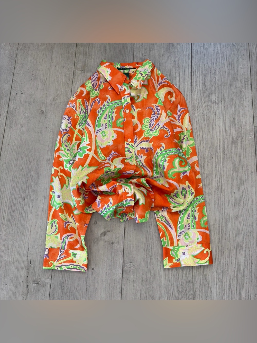 Lauren Ralph Lauren Orange Paisley Cotton Blouse
